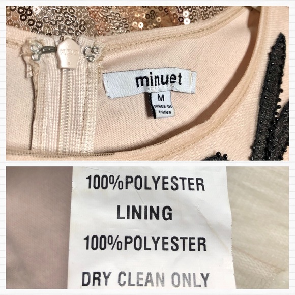 Nude & Black Beaded Bodycon Mini Dress - Picture 7 of 8